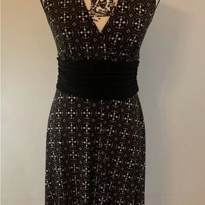 Donna Morgan Black and White Backless Halter Dress